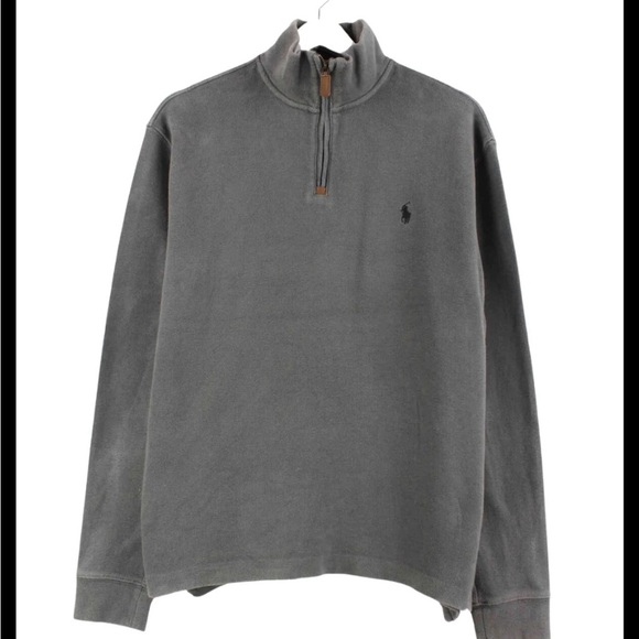 Polo Ralph Lauren gray with Red Horse Logo 3/4 Zip Pullover size L - Picture 1 of 5